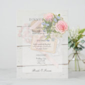 Romantisch vintage bloem bewerkbaar trouwmenu menu (Staand voorkant)