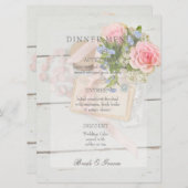Romantisch vintage bloem bewerkbaar trouwmenu menu (Voorkant / Achterkant)