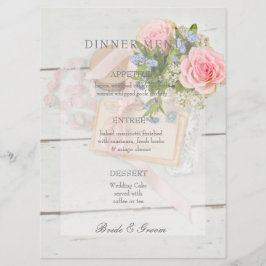 Romantisch vintage bloem bewerkbaar trouwmenu menu