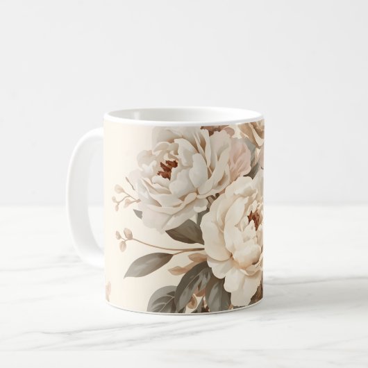 Romantisch Vintage Bloemboeket Patroon Koffiemok (Voorkant links)