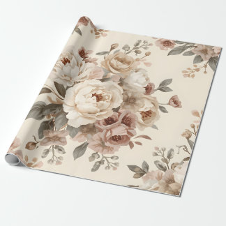Romantisch vintage bloemenboeketpatroon cadeaupapier