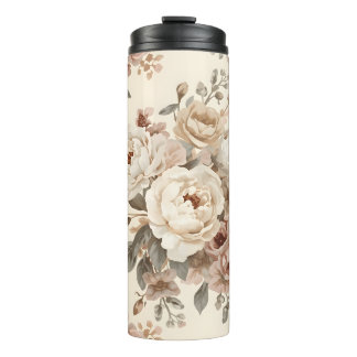 Romantisch vintage bloemenboeketpatroon thermosbeker