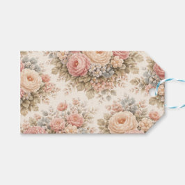 Romantisch vintage bloempatroon met rozen  cadeaulabel