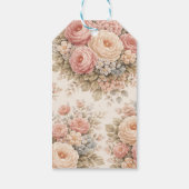 Romantisch vintage bloempatroon met rozen cadeaulabel (Achterkant)