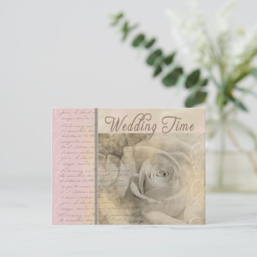 Romantisch Vintage bruiloft Roos Briefkaart (Staand voorkant)