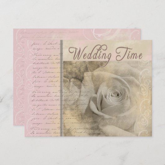 Romantisch Vintage bruiloft Roos Briefkaart (Voorkant / Achterkant)
