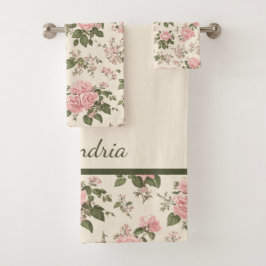 Romantisch Vintage Rozen Bloesem Bloemmotief Bad Handdoek