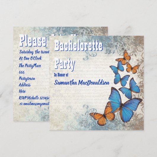 Romantisch vintage vlinder vrijgezellenfeest kaart (Voorkant / Achterkant)