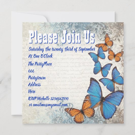 Romantisch vintage vlinder vrijgezellenfeest kaart (Achterkant)