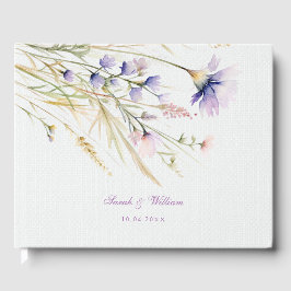 Romantisch violet bloemen bruiloft gastenboek