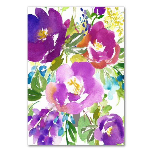 Romantisch Violet Bloemen Tafel Nummer Kaart (Achterkant)