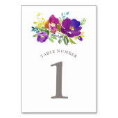 Romantisch Violet Bloemen Tafel Nummer Kaart (Voorkant)
