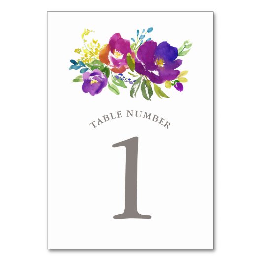 Romantisch Violet Bloemen Tafel Nummer Kaart (Voorkant)