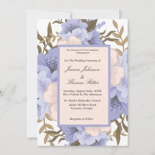 Romantisch Violet en sage botanische Floral bruilo Kaart (Voorkant)