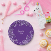 Romantisch Violet en Witte Versieringen Aangepast Papieren Bordje (Feest)
