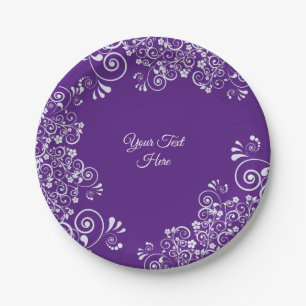 Romantisch Violet en Witte Versieringen Aangepast Papieren Bordje