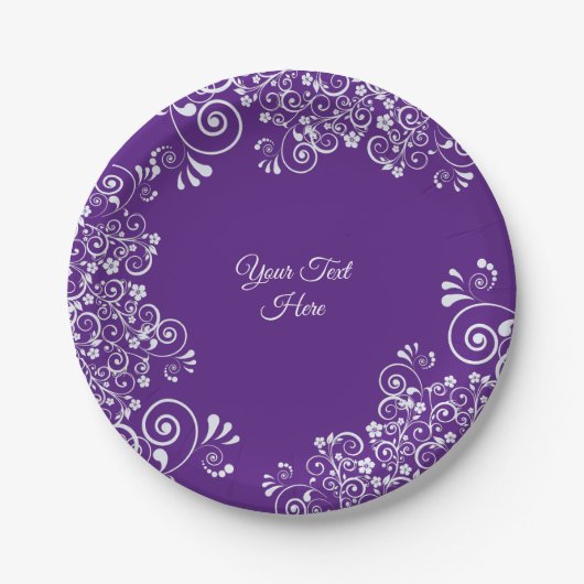 Romantisch Violet en Witte Versieringen Aangepast Papieren Bordje (Voorkant)