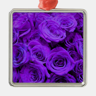 Romantisch violet paarse rozen  rozenboeket metalen ornament