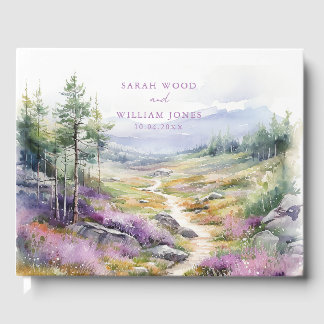 Romantisch violet wilde bloemen Bruiloft Gastenboe Gastenboek