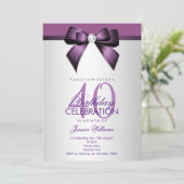 Romantisch Violet & Zilver 40ste Verjaardagsfeest Kaart (Staand voorkant)