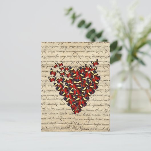 Romantisch  vlinderhart briefkaart (Staand voorkant)