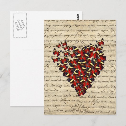 Romantisch vlinderhart briefkaart (Voorkant / Achterkant)