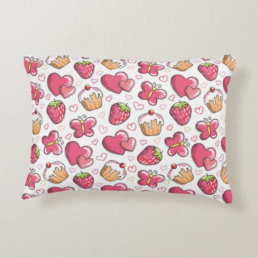 romantisch voedselpatroon accent kussen (Achterkant)
