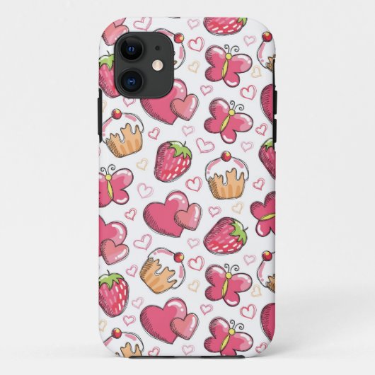 romantisch voedselpatroon Case-Mate iPhone case (Achterkant)