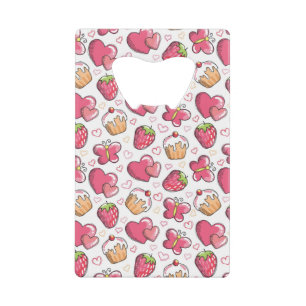 romantisch voedselpatroon creditkaart flessenopener