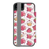 romantisch voedselpatroon incipio iPhone portemonnee hoesje (Agenda Achterkant)