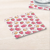 romantisch voedselpatroon kartonnen onderzetters (Schuin)