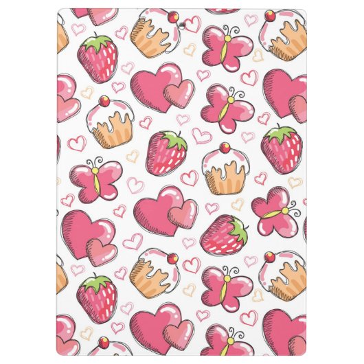 romantisch voedselpatroon klembord (Achterkant)