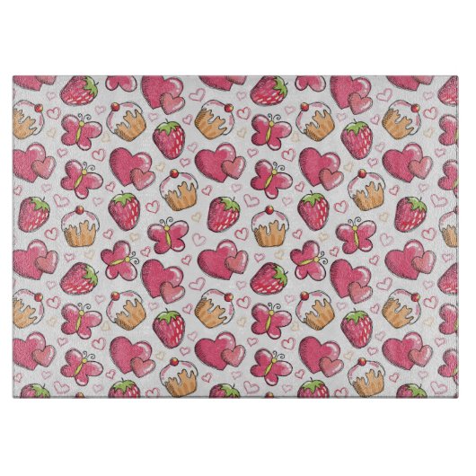 romantisch voedselpatroon snijplank (Voorkant)