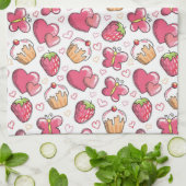romantisch voedselpatroon theedoek (Gevouwen)