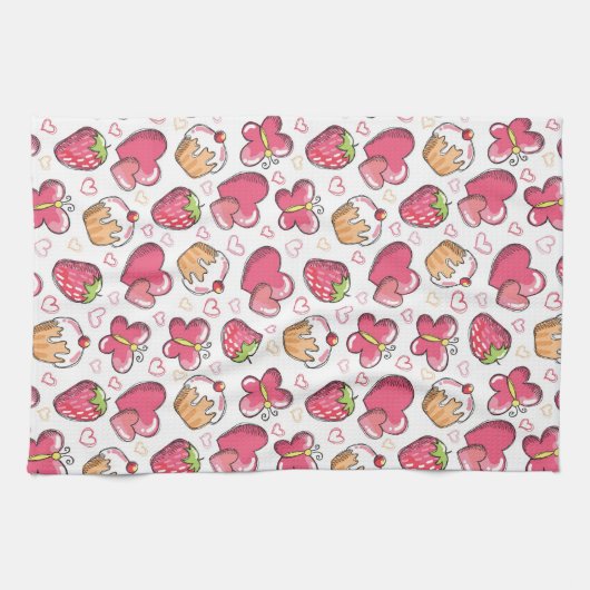 romantisch voedselpatroon theedoek (Horizontaal)