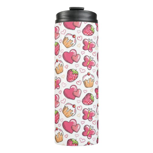 romantisch voedselpatroon thermosbeker (Voorkant)