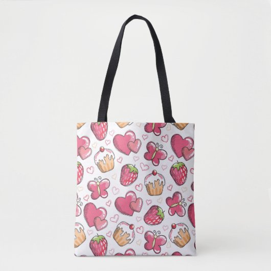 romantisch voedselpatroon tote bag (Voorkant)