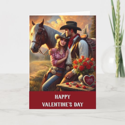 Romantisch voor vrouw western Valentijnsdag Feestdagen Kaart (Voorkant)