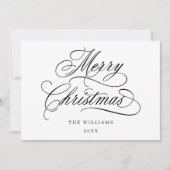 Romantisch vrolijk kerstscript plat feestdagenkaart (Voorkant)