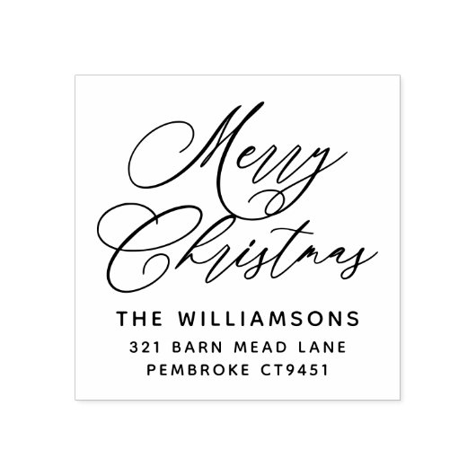 Romantisch vrolijk kerstscript retouradres rubberstempel (Afrduk)