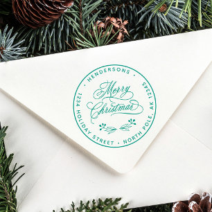 Romantisch vrolijk kerstscript retouradres rubberstempel