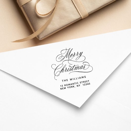 Romantisch vrolijk kerstscript retouradres rubberstempel