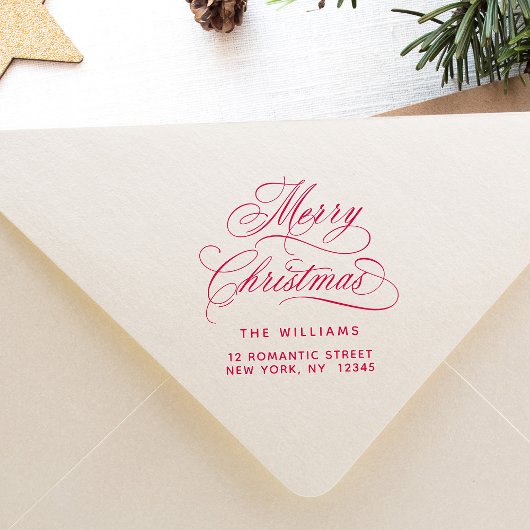 Romantisch vrolijk kerstscript retouradres  zelfinktende stempel