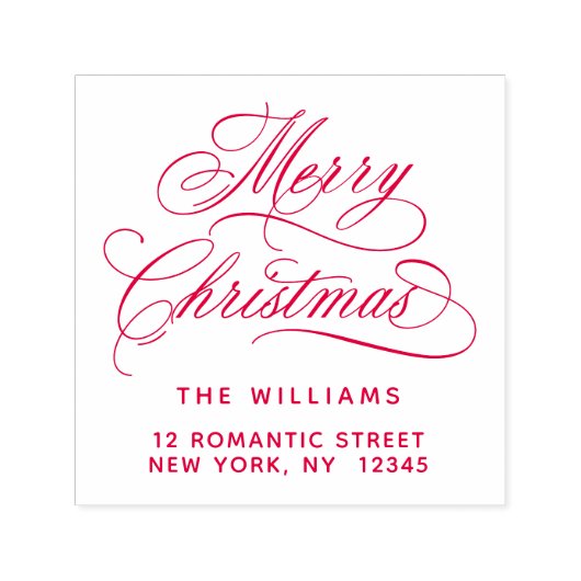 Romantisch vrolijk kerstscript retouradres  zelfinktende stempel (Design)