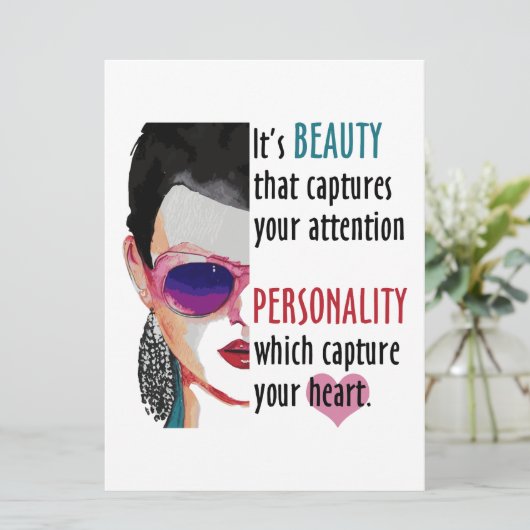 Romantisch Vrouw Beauty Gezegde Wenskaart succes Kaart (Staand voorkant)