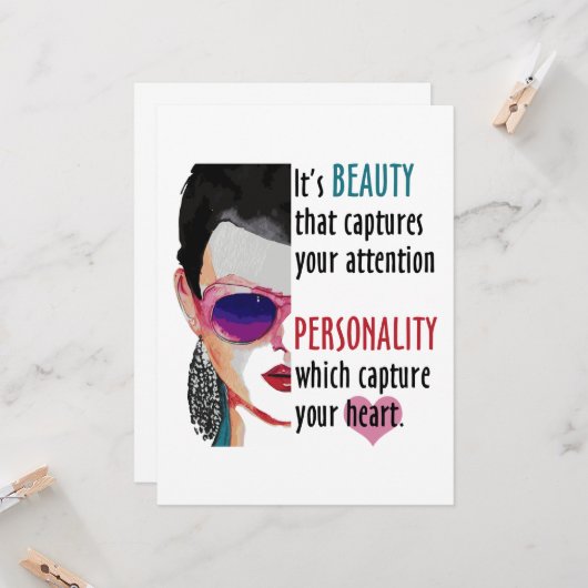 Romantisch Vrouw Beauty Gezegde Wenskaart succes Kaart (Voorkant / Achterkant in situ)