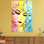 Romantisch Vrouw Silhouette Waterverf schilderen Canvas Afdruk (Insitu (Woonkamer))