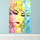 Romantisch Vrouw Silhouette Waterverf schilderen Canvas Afdruk (Insitu (Houten vloer))