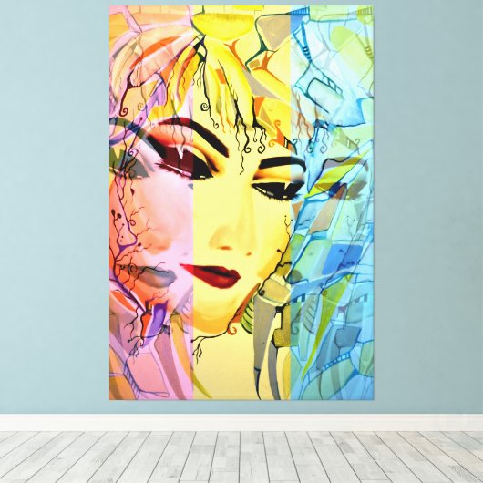 Romantisch Vrouw Silhouette Waterverf schilderen Canvas Afdruk (Insitu (Houten vloer))