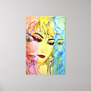 Romantisch Vrouw Silhouette Waterverf schilderen Canvas Afdruk